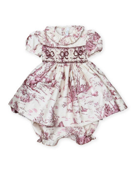 Colette girl dress in Toile de Jouy fabric