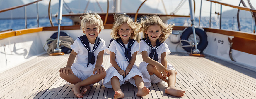 Abbigliamento per bambini alla marinara, abiti marinara, completi per piccoli marinai.